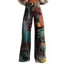 Pantalones Palazzo Lufhbehb Para Mujer Cintura Alta Estampado Floral Bohemio - Venta Internacional.