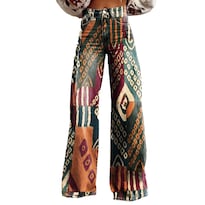 Pantalones Palazzo Lufhbehb Para Mujer Cintura Alta Estampado Floral Bohemio - Venta Internacional.