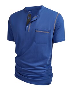 Foto 1 | Foto 1 | Camisa Hardaddy Henley Manga Corta Para Hombre Azul Talla L - Venta Internacional.