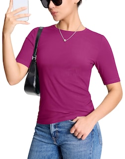 Foto 1 | Foto 1 | Camiseta Yucolen Para Mujer Algodón Manga Corta Cuello Redondo Color Rosa Oscuro - Venta Internacional.