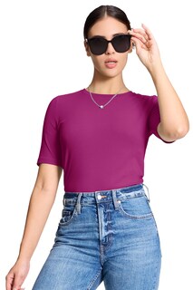 Foto 4 | Foto 4 | Camiseta Yucolen Para Mujer Algodón Manga Corta Cuello Redondo Color Rosa Oscuro - Venta Internacional.
