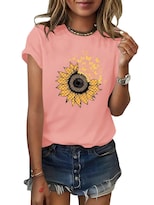 Camiseta Orandesigne Para Mujer Con Estampado De Mariposas Y Girasoles - Venta Internacional.