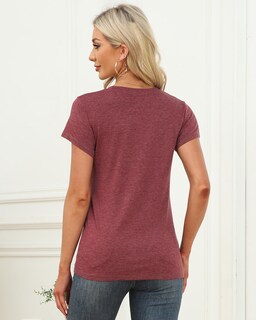 Foto 4 | Foto 4 | Camiseta Memorose De Manga Corta Para Mujer Color Rojo Otoñal Xs - Venta Internacional.