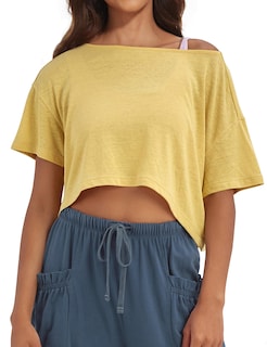 Foto 1 | Foto 1 | Top Missactiver De Gran Tamaño Con Hombros Descubiertos Amarillo Para Mujer - Venta Internacional.