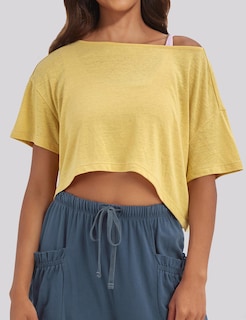 Foto 4 | Foto 4 | Top Missactiver De Gran Tamaño Con Hombros Descubiertos Amarillo Para Mujer - Venta Internacional.