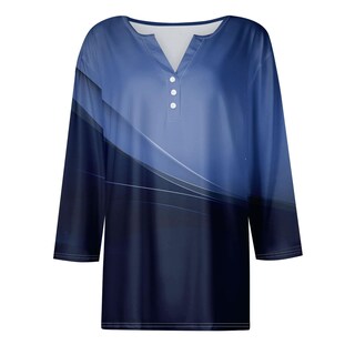 Foto 4 | Foto 4 | Camisetas Cotecram Para Mujer Talla Grande Manga 3/4 Holgadas Azules - Venta Internacional.