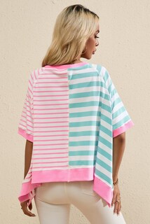 Foto 2 | Foto 2 | Camiseta Kevamolly Oversized Para Mujer De Manga Corta Azul Rosa L - Venta Internacional.