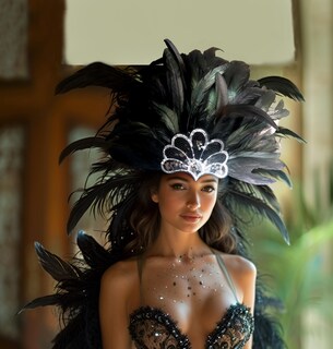 Foto 5 | Foto 5 | Headdress Homelex Black Feather Carnival Para Mujer Con Máscara - Venta Internacional.