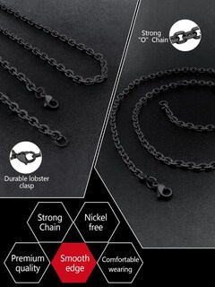 Foto 3 | Foto 3 | Collar Hoyazvet Black Chain Hip Hop De Acero Inoxidable De 3 Mm Y 50 Cm - Venta Internacional.
