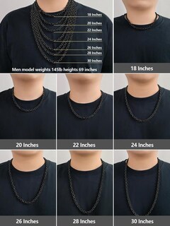 Foto 6 | Foto 6 | Collar Hoyazvet Black Chain Hip Hop De Acero Inoxidable De 3 Mm Y 50 Cm - Venta Internacional.