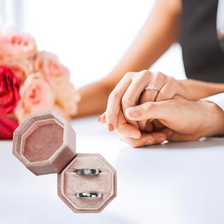 Foto 4 | Foto 4 | Estuche Para Anillos Vacfulliven Velvet Wedding Con 2 Ranuras Color Rosa Empolvado - Venta Internacional.