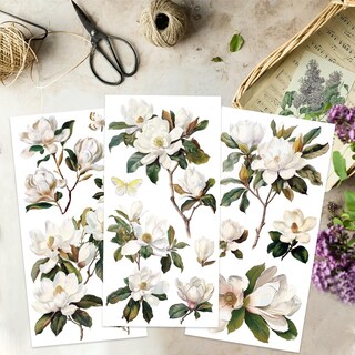 Foto 4 | Foto 4 | Pegatinas Olycraft Con Magnolia Blanca Se Frotan Sobre Transferencias Para Manualidades - Venta Internacional.