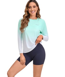 Foto 3 | Foto 3 | Rash Guard Eteoepo Para Mujer Manga Larga Upf 50+ Azul Claro - Venta Internacional.