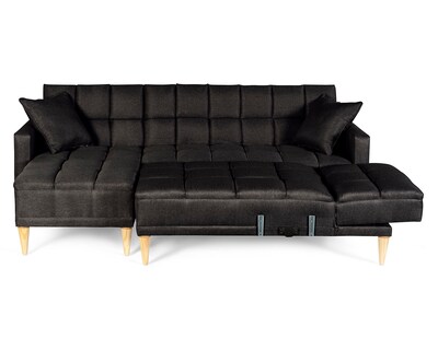 Foto 4 | Foto 4 | Sala Modular Doble Chaise Makora Travis Con Memory Foam Color Negro Lino Respaldo Reclinable De 3 Posiciones