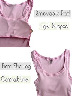 Foto 7 | Foto 7 | Camiseta Sin Mangas Danysu De Algodón Acanalado Con Sujetador Incorporado Para Mujer Color Rosa S - Venta Internacional.
