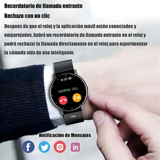 Foto 3 | Foto 3 | Reloj Inteligente Hombre Mujer Llamada Bluetooth Smartwatch Ios Negro