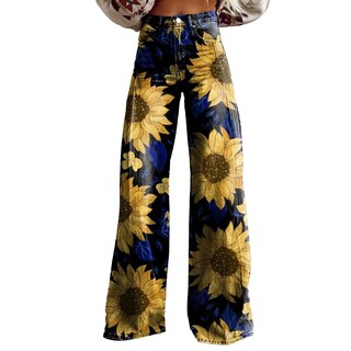 Foto 1 | Foto 1 | Pantalones Palazzo Lufhbehb Para Mujer  Cintura Alta  Estampado Floral Bohemio - Venta Internacional.