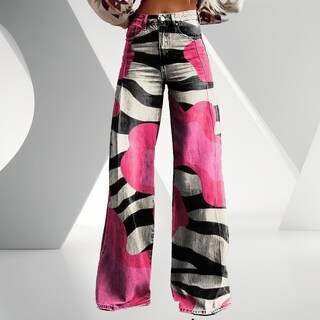 Foto 2 | Foto 2 | Pantalones Palazzo Lufhbehb Para Mujer Cintura Alta Estampado Floral Bohemio - Venta Internacional.