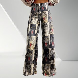 Foto 2 | Foto 2 | Pantalones Palazzo Lufhbehb Para Mujer  Cintura Alta  Estampado Floral Bohemio - Venta Internacional.
