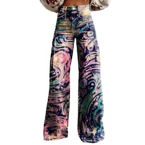 Pantalones Palazzo Lufhbehb Para Mujer  Cintura Alta  Estampado Floral Bohemio - Venta Internacional.