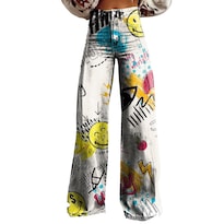 Pantalones Palazzo Lufhbehb Para Mujer Cintura Alta Estampado Floral Bohemio - Venta Internacional.