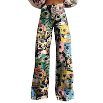 Pantalones Palazzo Lufhbehb Para Mujer Cintura Alta Estampado Floral Bohemio - Venta Internacional.