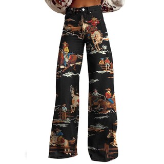 Foto 1 | Foto 1 | Pantalones Palazzo Lufhbehb Para Mujer Cintura Alta Estampado Floral Bohemio - Venta Internacional.