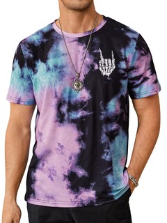 Foto 1 | Foto 1 | Camiseta Casual Hardaddy Tie Dye Rock Band Con Estampado De Esqueletos - Venta Internacional.