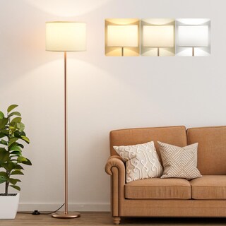 Foto 1 | Foto 1 | Lámpara De Pie Ambimall Modern De 152 Cm Con Pantalla Blanca Y Poste Marrón - Venta Internacional.