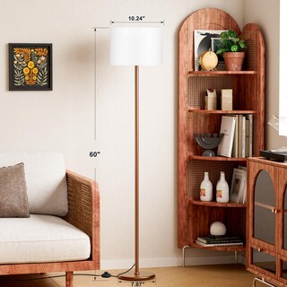 Foto 2 | Foto 2 | Lámpara De Pie Ambimall Modern De 152 Cm Con Pantalla Blanca Y Poste Marrón - Venta Internacional.