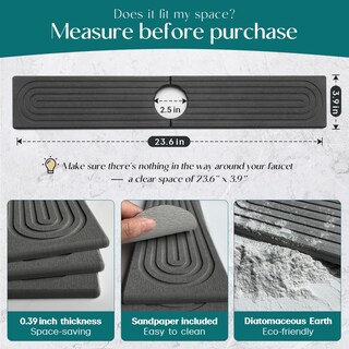 Foto 2 | Foto 2 | Alfombrilla Absorbente Para Grifo De Cocina Dreatim Color Gris Oscuro 60 Cm X 10 Cm - Venta Internacional.