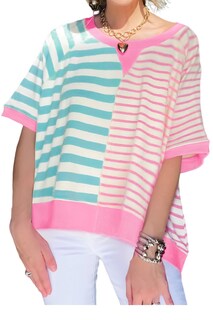 Foto 1 | Foto 1 | Camiseta Kevamolly Oversized Para Mujer Manga Corta 2xl Azul Rosa - Venta Internacional.