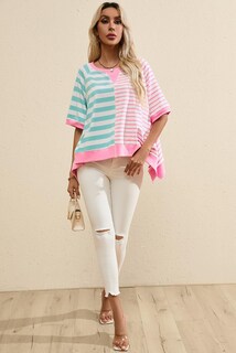 Foto 4 | Foto 4 | Camiseta Kevamolly Oversized Para Mujer Manga Corta 2xl Azul Rosa - Venta Internacional.