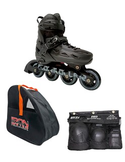 Foto 1 | Foto 1 | Combo De Patines Ajustables Protecciones Y Bolsa Speed Black
