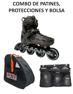 Foto 2 | Foto 2 | Combo De Patines Ajustables Protecciones Y Bolsa Speed Black