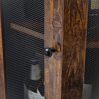 Foto 6 | Foto 6 | Gabinete De Bar Esquinero Con Soporte Para Copas Y Puerta De Malla Mueble Para Licores Y Bebidas Mini Cantina Con Repisa