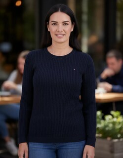 Foto 1 | Foto 1 | Tommy Hilfiger Suéter Mujer Tejido Cable Knit Algodón Suave Caliente Casual Elegante Moda Americana