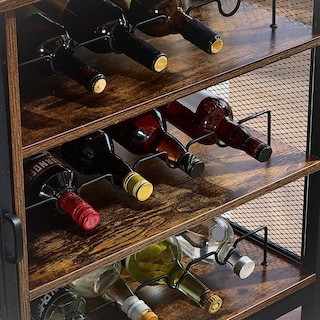 Foto 4 | Foto 4 | Gabinete De Bar Con Soporte Para Copas Y Porta Botella Estantes De Cocina Mini Cantina Para Vino Y Licores