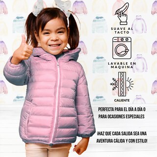 Foto 5 | Foto 5 | Chamarra Para Niña Mina Palo De Rosa Abrigadora Con Capucha Térmica Invernal