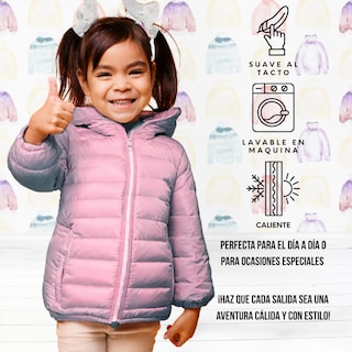 Foto 5 | Foto 5 | Chamarra Para Niña Mina Palo De Rosa Abrigadora Con Capucha Térmica Invernal