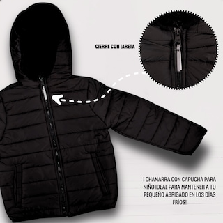 Foto 3 | Foto 3 | Chamarra Para Niño Jhony Negro Abrigadora Con Capucha Térmica Invernal