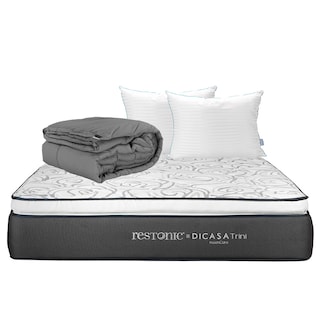 Foto 1 | Foto 1 | Colchón Restonic Trini Matrimonial + Almohada Royal Twin + Edredón Homy