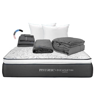 Foto 1 | Foto 1 | Colchón Restonic Trini Matrimonial + Almohada Royal Twin + Protector De Colchón Lux + Juego De Sábanas Royal + Edredón Homy