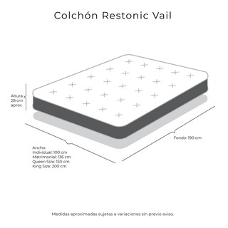 Foto 8 | Foto 8 | Colchón Restonic Vail Queen Size + Protector Ultra + Sábanas Basic