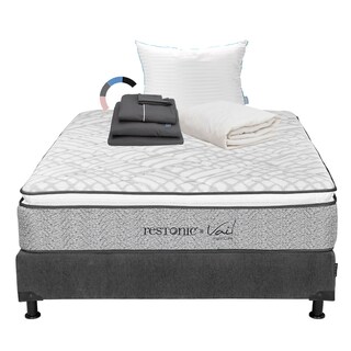 Foto 1 | Foto 1 | Colchón Restonic Vail Queen Size + Box + Almohada Royal + Protector Ultra + Sábanas Royal