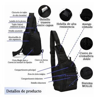 Foto 2 | Foto 2 | Mochila Belug Táctica Multifunción Mochila Cuerpo Cruzada Campismo Negro