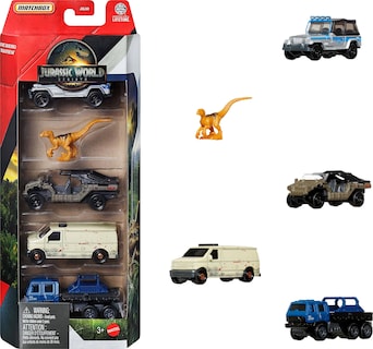 Foto 1 | Foto 1 | Caja De Fósforos Jurassic World De Toy Cars Paquete De 5 Unidades Con 4 Vehículos Y 1 Dinosaurio - Venta Internacional.