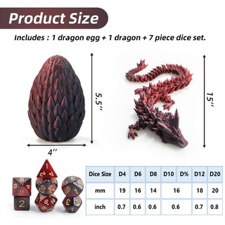Foto 3 | Foto 3 | Juego De Dados Dnd Con Huevo De Dragón Impreso En 3d 7 Piezas Con Caja De Regalo - Venta Internacional.