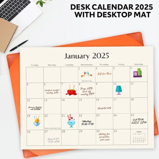 Foto 2 | Foto 2 | Calendario De Escritorio Kopeesy 2025-2026 Con Tapete De Escritorio De 55 X 43 Cm  Color Naranja - Venta Internacional.