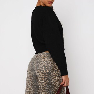 Foto 3 | Foto 3 | Jersey Tipo Cárdigan Ruewey Para Mujer Y2k Punto Corto Negro - Venta Internacional.